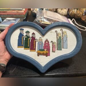 Embroidered Manger Scene wall decor
